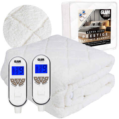 Glamhaus Luxury Sherpa Fleece Fitted Electric Blanket Electric