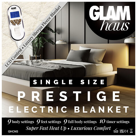 Glamhaus Luxury Sherpa Fleece Fitted Electric Blanket - Glamhaus