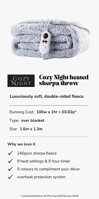 Cozy Night heated sherpa throw